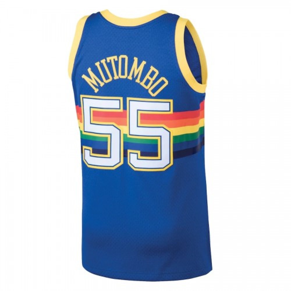 Men's Denver Nuggets Dikembe Mutombo #55 Blue 91-92 Hardwood Classics Swingman Jersey-Pro Kit Vault | Brand New 26/27 Sports Jerseys
